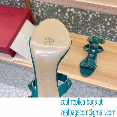 Valentino Heel 8cm Roman Stud Sandals With Enameled Studs Green 2022 - Click Image to Close