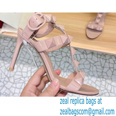 Valentino Heel 8cm Roman Stud Sandals With Enameled Studs Nude 2022