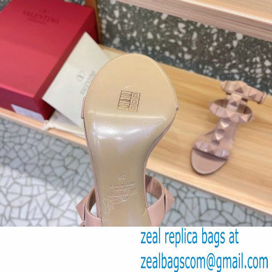 Valentino Heel 8cm Roman Stud Sandals With Enameled Studs Nude 2022 - Click Image to Close