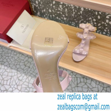Valentino Heel 8cm Roman Stud Sandals With Enameled Studs Pink 2022