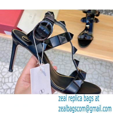 Valentino Heel 8cm Roman Stud Sandals With Tonal Studs Black 2022