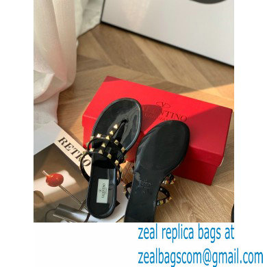 Valentino Rockstud Flat Rubber Thong Slide Sandals Black