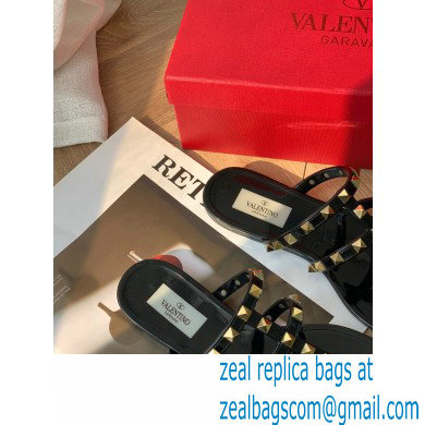 Valentino Rockstud Flat Rubber Thong Slide Sandals Black