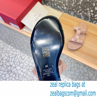 Valentino Roman Stud Flat Slide Sandals With Enameled Studs Nude 2022