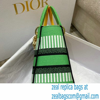 dior Bright Yellow and Green D-Flower Pop Embroidery Medium Lady D-Lite Bag