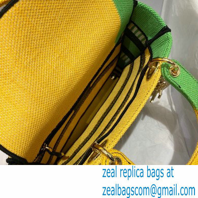 dior Bright Yellow and Green D-Flower Pop Embroidery Medium Lady D-Lite Bag - Click Image to Close