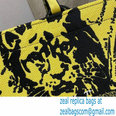 dior Bright Yellow and Pink D-Jungle Pop Embroidery large Book Tote