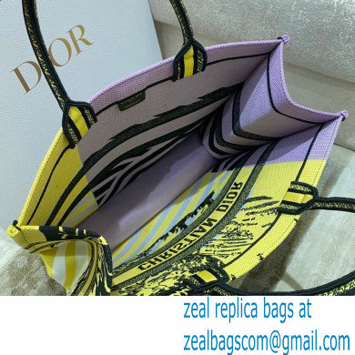 dior Bright Yellow and Pink D-Jungle Pop Embroidery large Book Tote