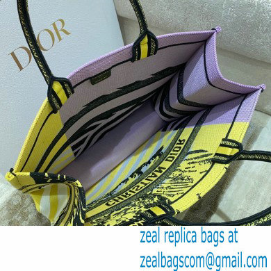 dior Bright Yellow and Pink D-Jungle Pop Embroidery large Book Tote - Click Image to Close