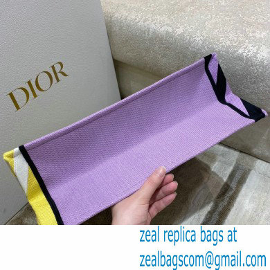 dior Bright Yellow and Pink D-Jungle Pop Embroidery large Book Tote - Click Image to Close