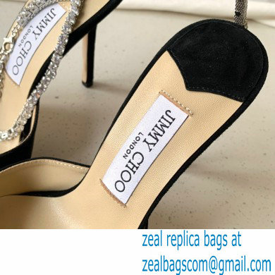 jimmy choo 10cm heel saeda black suede pumps with crystal embellishment - Click Image to Close