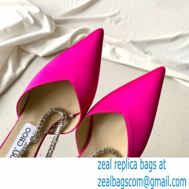 jimmy choo 10cm heel saeda fuchsia satin pumps with crystal embellishment - Click Image to Close