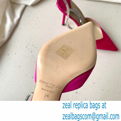 jimmy choo 10cm heel saeda fuchsia satin pumps with crystal embellishment - Click Image to Close