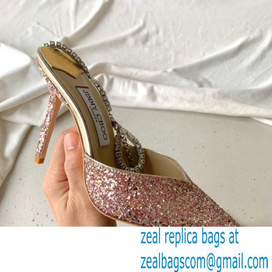 jimmy choo 10cm heel saeda pink sequins pumps with crystal embellishment