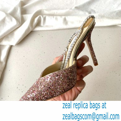 jimmy choo 10cm heel saeda pink sequins pumps with crystal embellishment