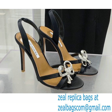 Aquazzura Heel 10.5cm Babe Sandals Satin Black 2022