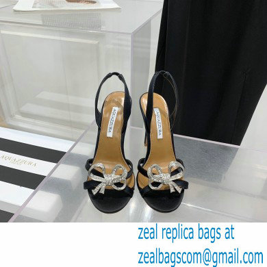 Aquazzura Heel 10.5cm Babe Sandals Satin Black 2022