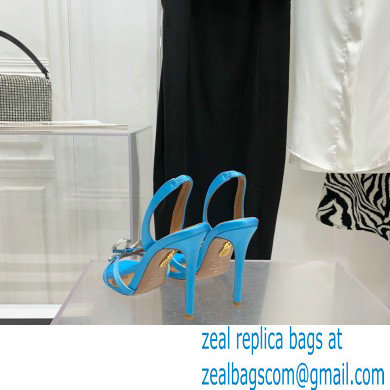 Aquazzura Heel 10.5cm Babe Sandals Satin Blue 2022