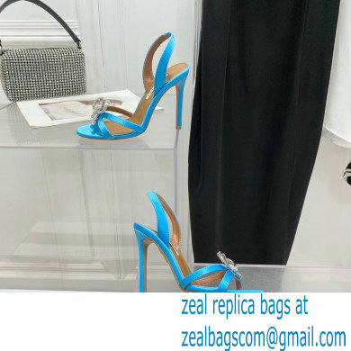 Aquazzura Heel 10.5cm Babe Sandals Satin Blue 2022