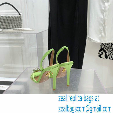 Aquazzura Heel 10.5cm Babe Sandals Satin Light Green 2022