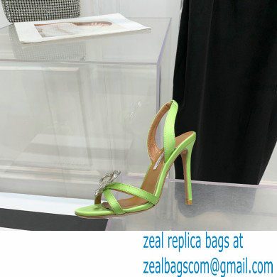 Aquazzura Heel 10.5cm Babe Sandals Satin Light Green 2022