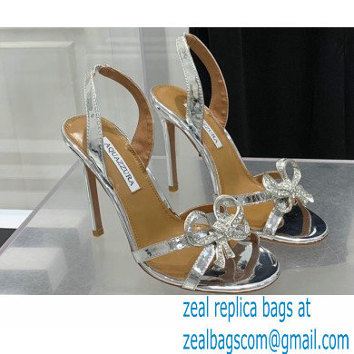 Aquazzura Heel 10.5cm Babe Sandals Satin Silver 2022