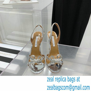 Aquazzura Heel 10.5cm Babe Sandals Satin Silver 2022