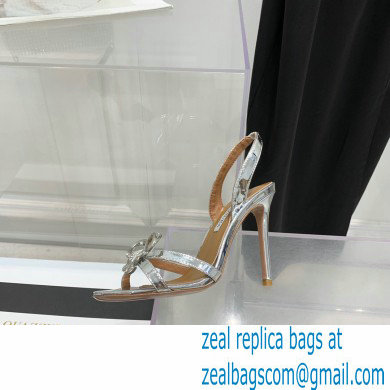 Aquazzura Heel 10.5cm Babe Sandals Satin Silver 2022