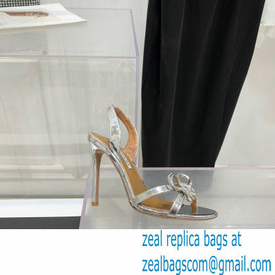 Aquazzura Heel 10.5cm Babe Sandals Satin Silver 2022