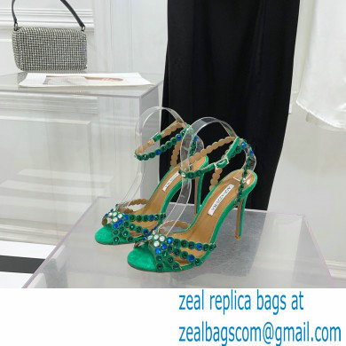 Aquazzura Heel 10.5cm Tequila Plexi Sandals Green 2022