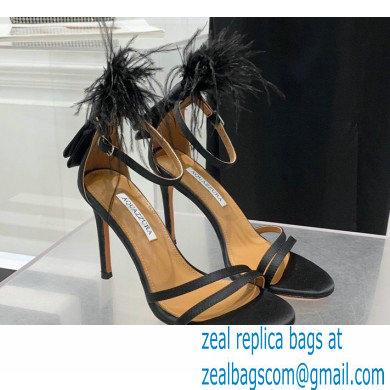 Aquazzura Heel 10cm Concerto Sandals Satin Black 2022