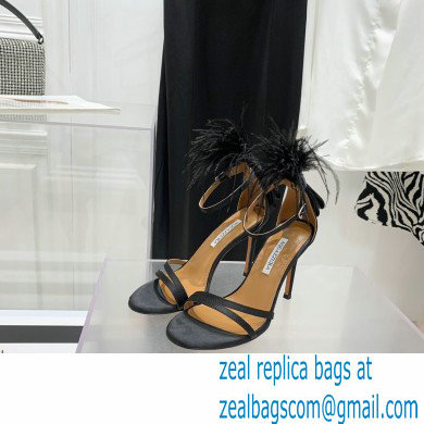 Aquazzura Heel 10cm Concerto Sandals Satin Black 2022