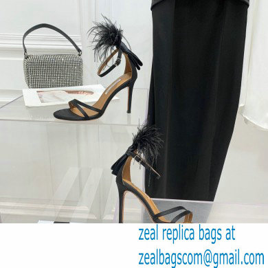 Aquazzura Heel 10cm Concerto Sandals Satin Black 2022