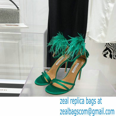 Aquazzura Heel 10cm Concerto Sandals Satin Green 2022