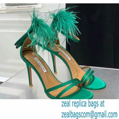 Aquazzura Heel 10cm Concerto Sandals Satin Green 2022