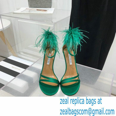 Aquazzura Heel 10cm Concerto Sandals Satin Green 2022