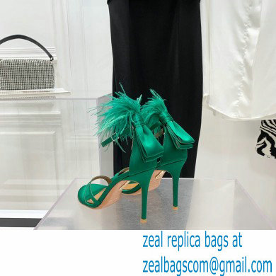 Aquazzura Heel 10cm Concerto Sandals Satin Green 2022