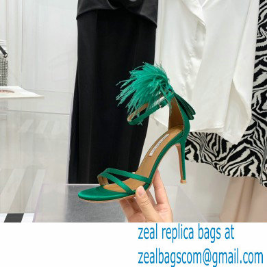 Aquazzura Heel 10cm Concerto Sandals Satin Green 2022