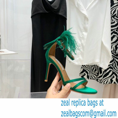 Aquazzura Heel 10cm Concerto Sandals Satin Green 2022