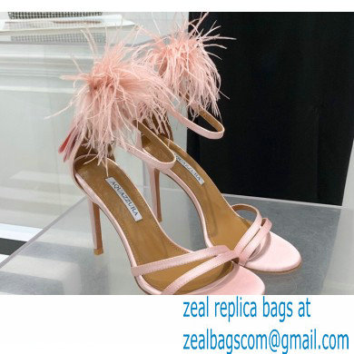 Aquazzura Heel 10cm Concerto Sandals Satin Pink 2022