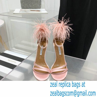 Aquazzura Heel 10cm Concerto Sandals Satin Pink 2022