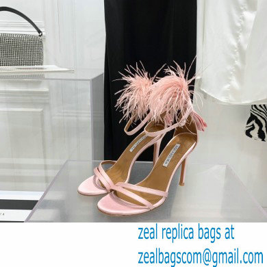 Aquazzura Heel 10cm Concerto Sandals Satin Pink 2022