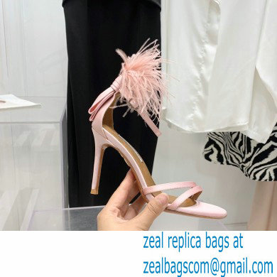 Aquazzura Heel 10cm Concerto Sandals Satin Pink 2022