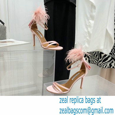 Aquazzura Heel 10cm Concerto Sandals Satin Pink 2022