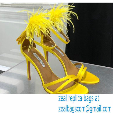 Aquazzura Heel 10cm Concerto Sandals Satin Yellow 2022