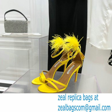 Aquazzura Heel 10cm Concerto Sandals Satin Yellow 2022 - Click Image to Close