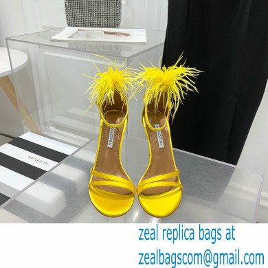 Aquazzura Heel 10cm Concerto Sandals Satin Yellow 2022 - Click Image to Close