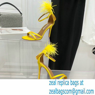 Aquazzura Heel 10cm Concerto Sandals Satin Yellow 2022 - Click Image to Close