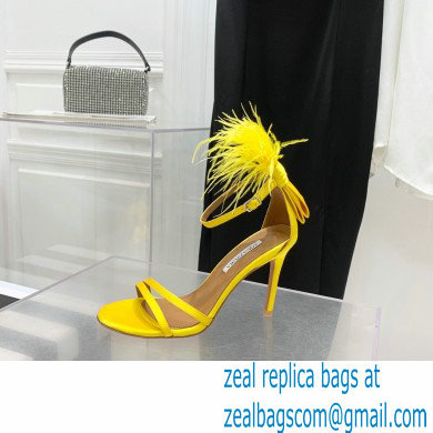 Aquazzura Heel 10cm Concerto Sandals Satin Yellow 2022 - Click Image to Close