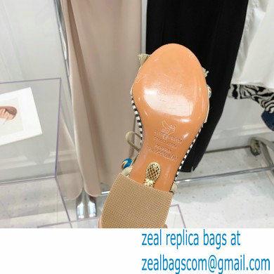 Aquazzura Heel 5.5cm Pom Pom Embellished Fringe Tassel Suede Sandals 02 2022